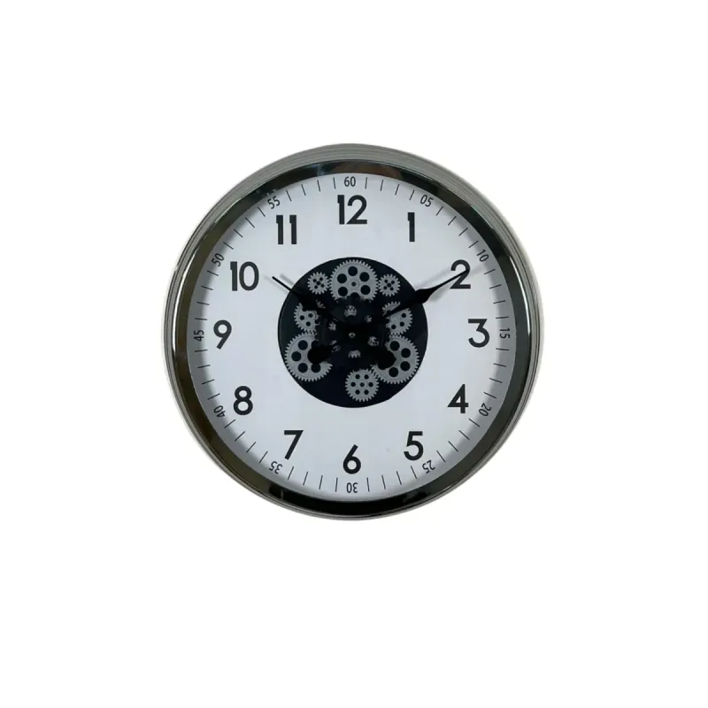 Krom Metal Çarklı Duvar Saati 60 cm · Model C-6005K