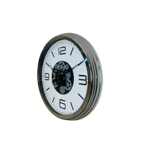 Krom Metal Çarklı Duvar Saati 60 cm · Model C-6008K