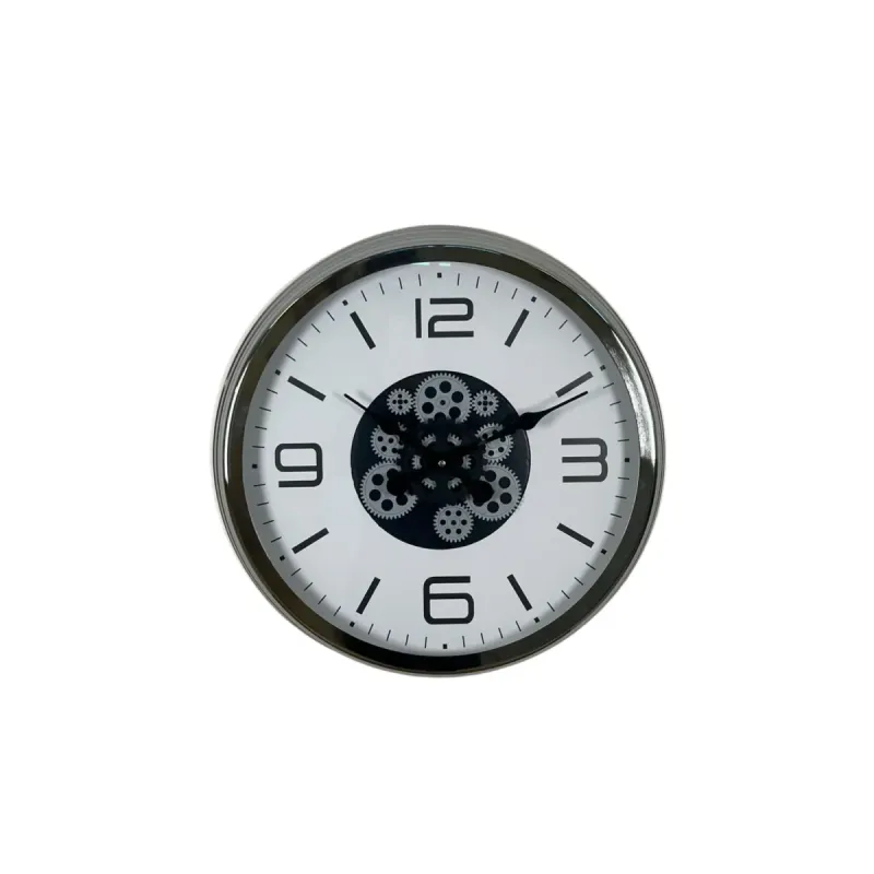 Krom Metal Çarklı Duvar Saati 60 cm · Model C-6008K