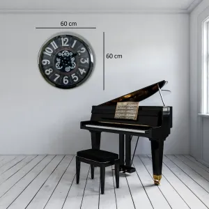 Krom Metal Çarklı Duvar Saati 60 cm · Model C-6032K