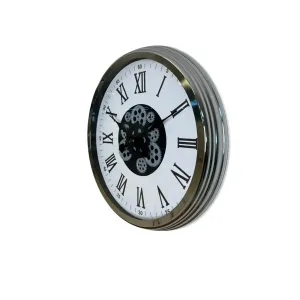 Roma Rakamlı Krom Metal Çarklı Duvar Saati 60 cm · Model C-6054K