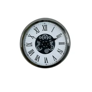 Roma Rakamlı Krom Metal Çarklı Duvar Saati 60 cm · Model C-6054K