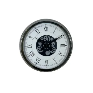Krom Metal Çarklı Duvar Saati 60 cm · Model C-6055K