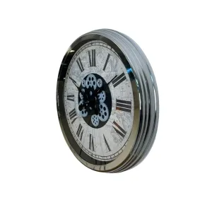 Roma Rakamlı Krom Metal Çarklı Duvar Saati 60 cm · Model C-6057K