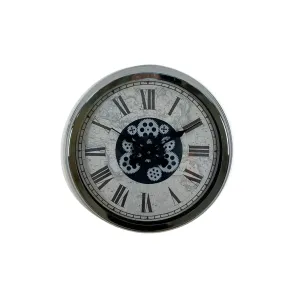 Roma Rakamlı Krom Metal Çarklı Duvar Saati 60 cm · Model C-6057K