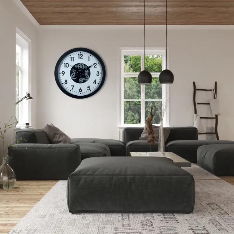 Siyah Metal Çarklı Duvar Saati 60 cm · Model C-6001B