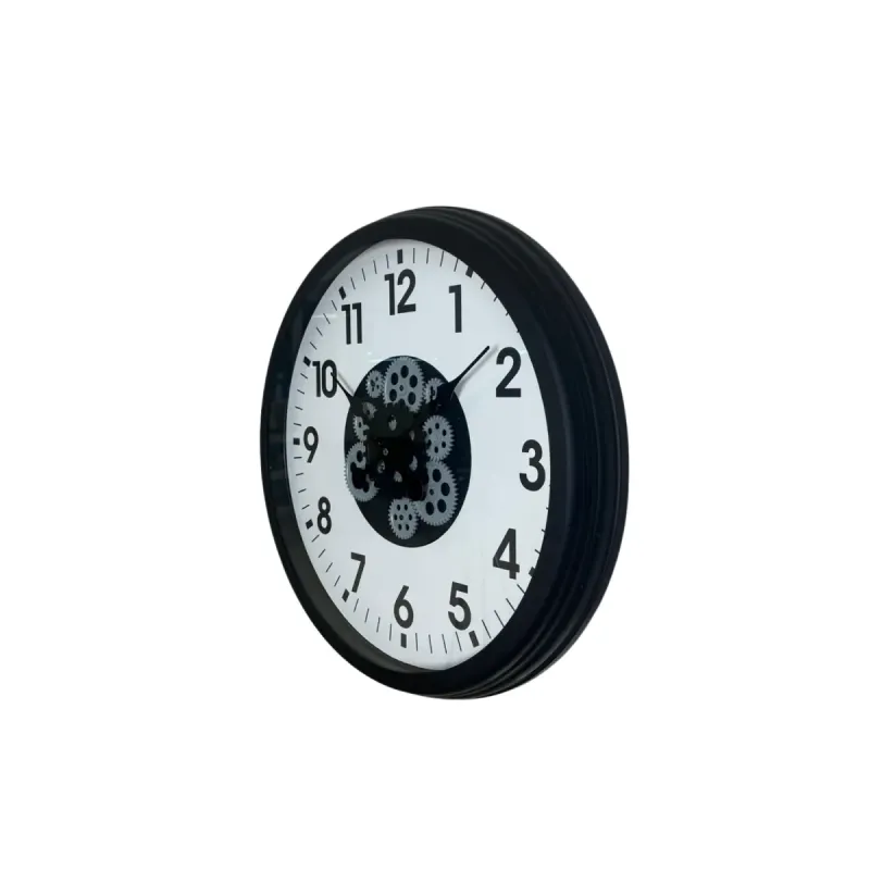 Siyah Metal Çarklı Duvar Saati 60 cm · Model C-6001B