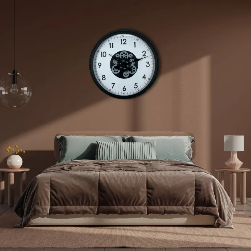 Siyah Metal Çarklı Duvar Saati 60 cm · Model C-6005B