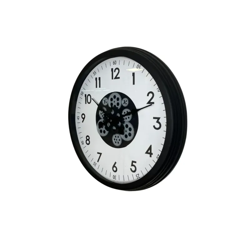 Siyah Metal Çarklı Duvar Saati 60 cm · Model C-6005B