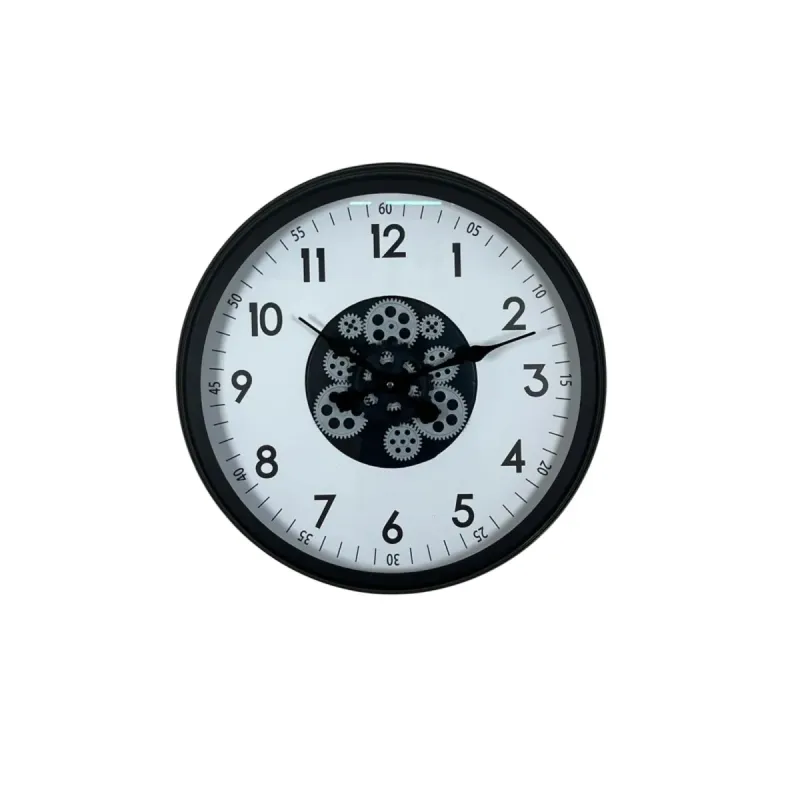 Siyah Metal Çarklı Duvar Saati 60 cm · Model C-6005B
