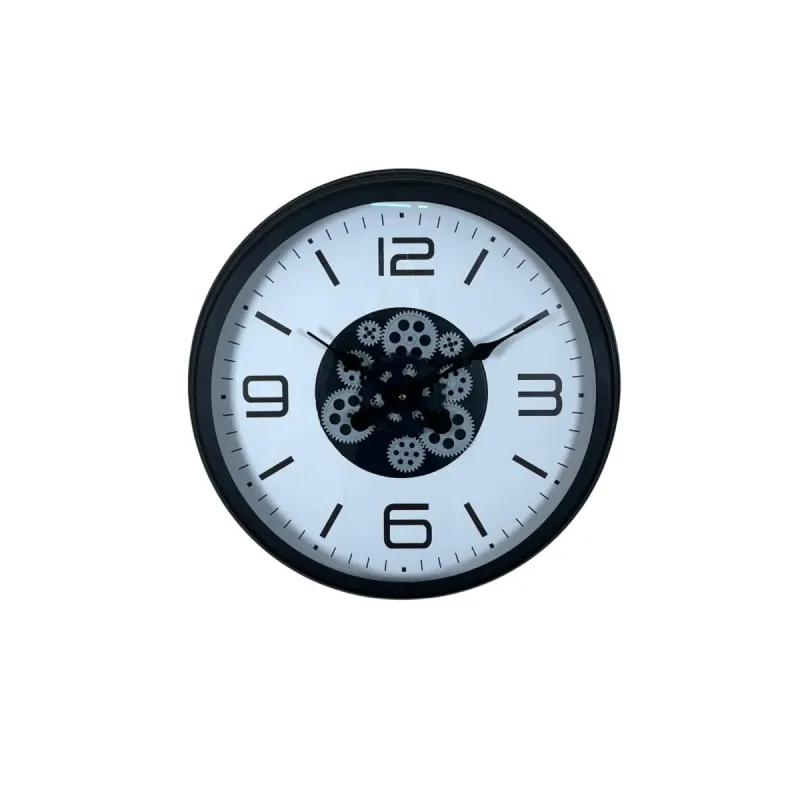 Siyah Metal Çarklı Duvar Saati 60 cm · Model C-6008B