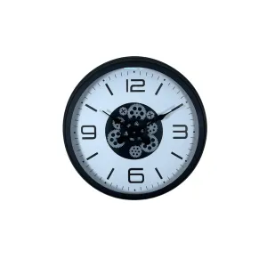 Siyah Metal Çarklı Duvar Saati 60 cm · Model C-6008B