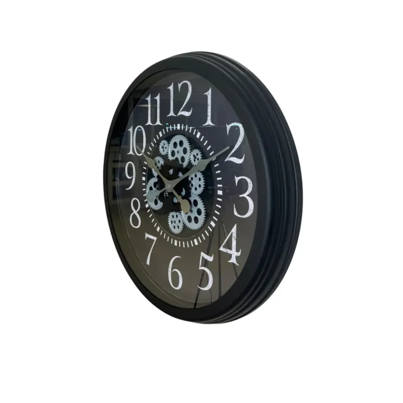 Siyah Metal Çarklı Duvar Saati 60 cm · Model C-6024B