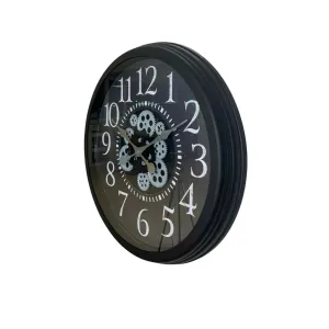 Siyah Metal Çarklı Duvar Saati 60 cm · Model C-6024B