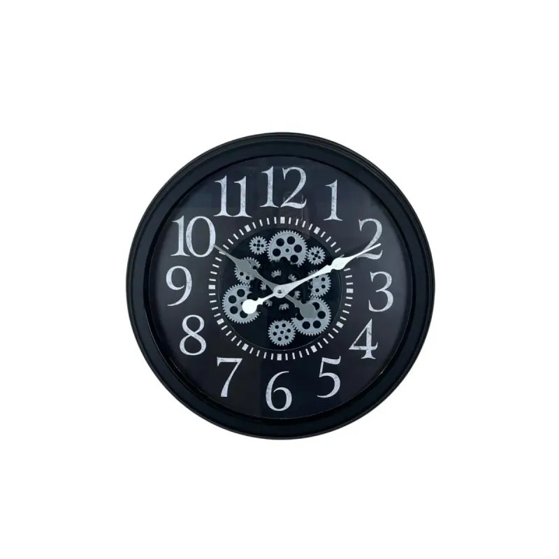 Siyah Metal Çarklı Duvar Saati 60 cm · Model C-6024B