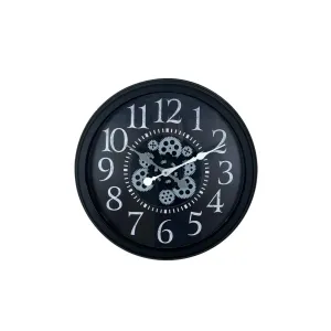 Siyah Metal Çarklı Duvar Saati 60 cm · Model C-6024B
