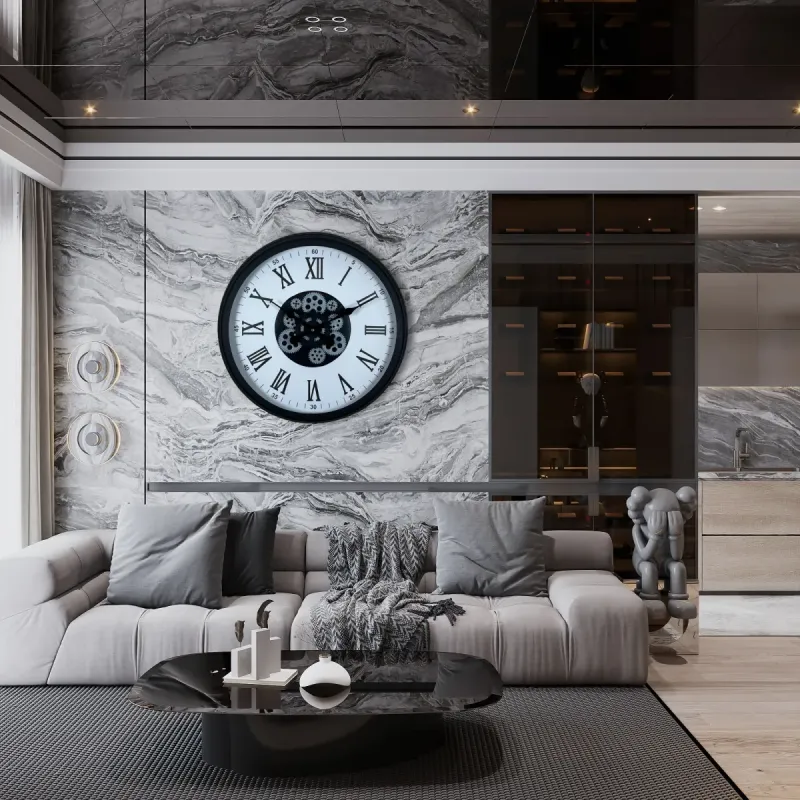 Siyah Metal Çarklı Duvar Saati 60 cm · Model C-6054B