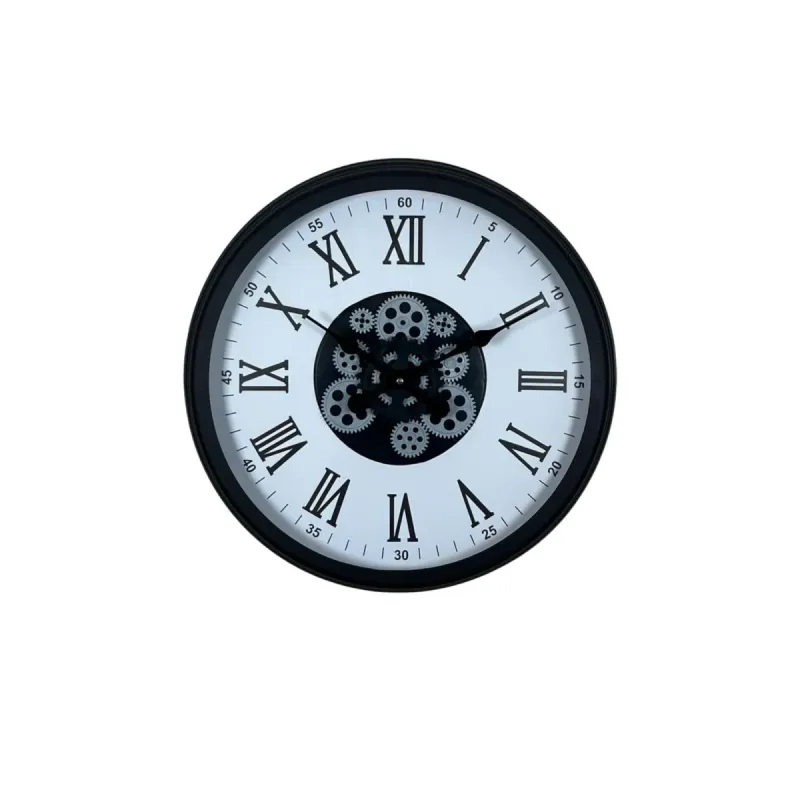 Siyah Metal Çarklı Duvar Saati 60 cm · Model C-6054B
