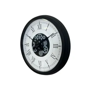 Roma Rakamlı Siyah Metal Çarklı Duvar Saati 60 cm · Model C-6055B