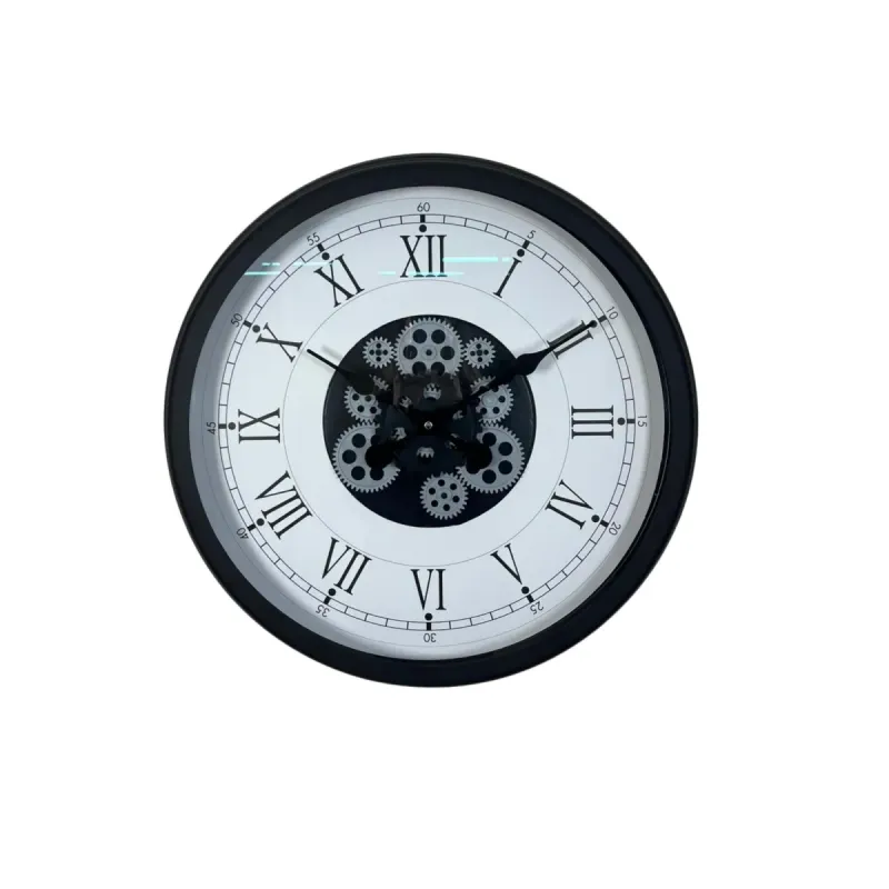 Roma Rakamlı Siyah Metal Çarklı Duvar Saati 60 cm · Model C-6055B