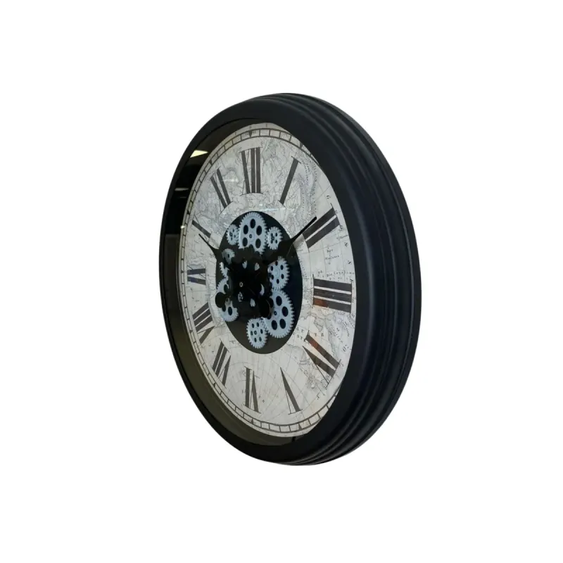 Siyah Metal Çarklı Duvar Saati 60 cm · Model C-6057B