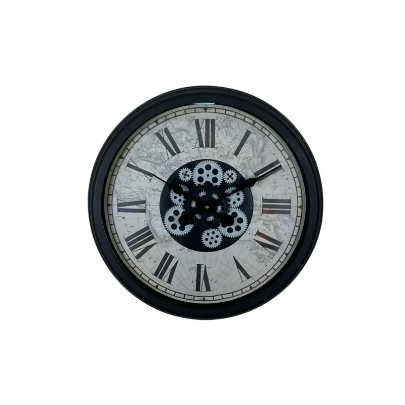 Siyah Metal Çarklı Duvar Saati 60 cm · Model C-6057B