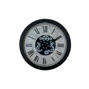 Siyah Metal Çarklı Duvar Saati 60 cm · Model C-6057B