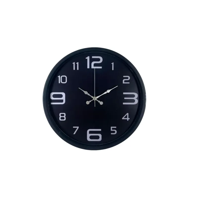 Siyah Plastik Duvar Saati 36 cm · Model PP-3609B