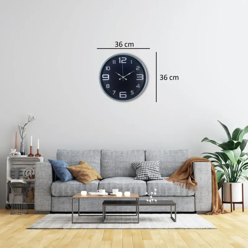 Gri Plastik Duvar Saati 36 cm · Model PP-3609K