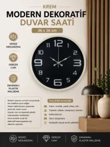 Krem Plastik Duvar Saati 36 cm · Model PP-3609X
