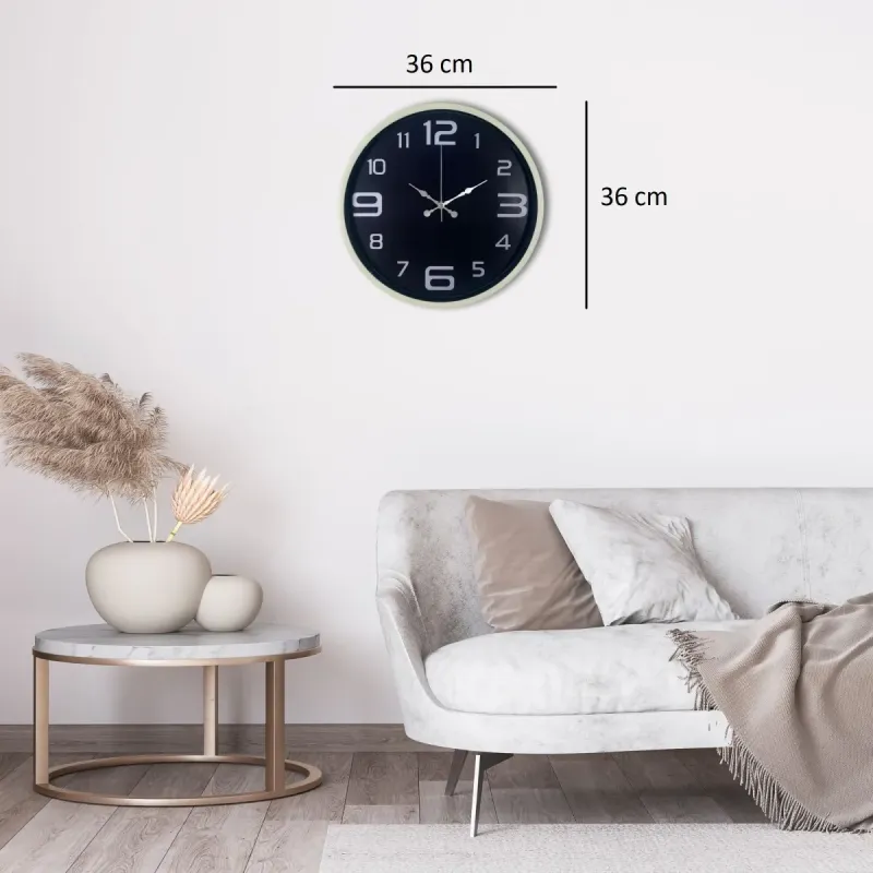 Krem Plastik Duvar Saati 36 cm · Model PP-3609X