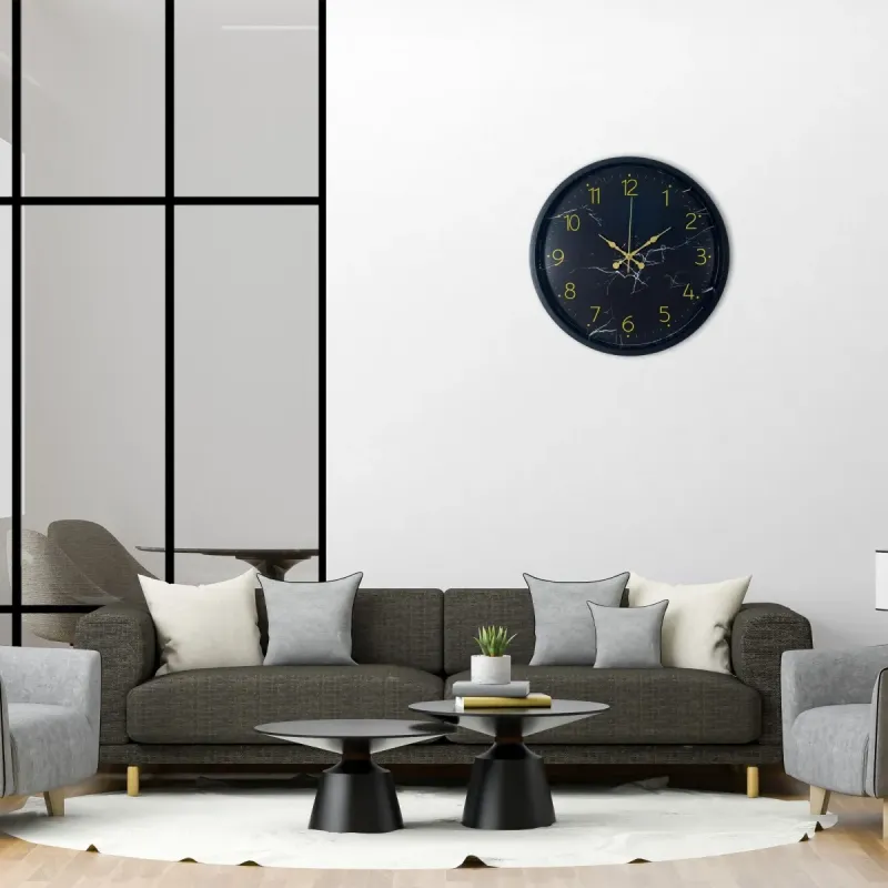 Desenli Siyah Plastik Duvar Saati 36 cm · Model PP-3611B