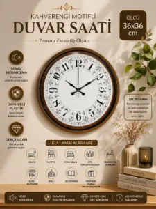 Kahverengi Plastik Duvar Saati 36 cm · Model PP-3625I