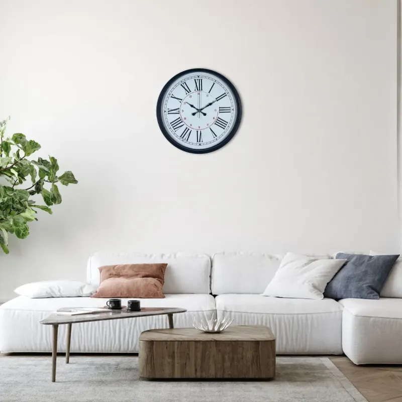 Roma Rakamlı Siyah Plastik Duvar Saati 36 cm · Model PP-3652B