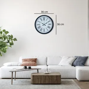 Roma Rakamlı Siyah Plastik Duvar Saati 36 cm · Model PP-3652B