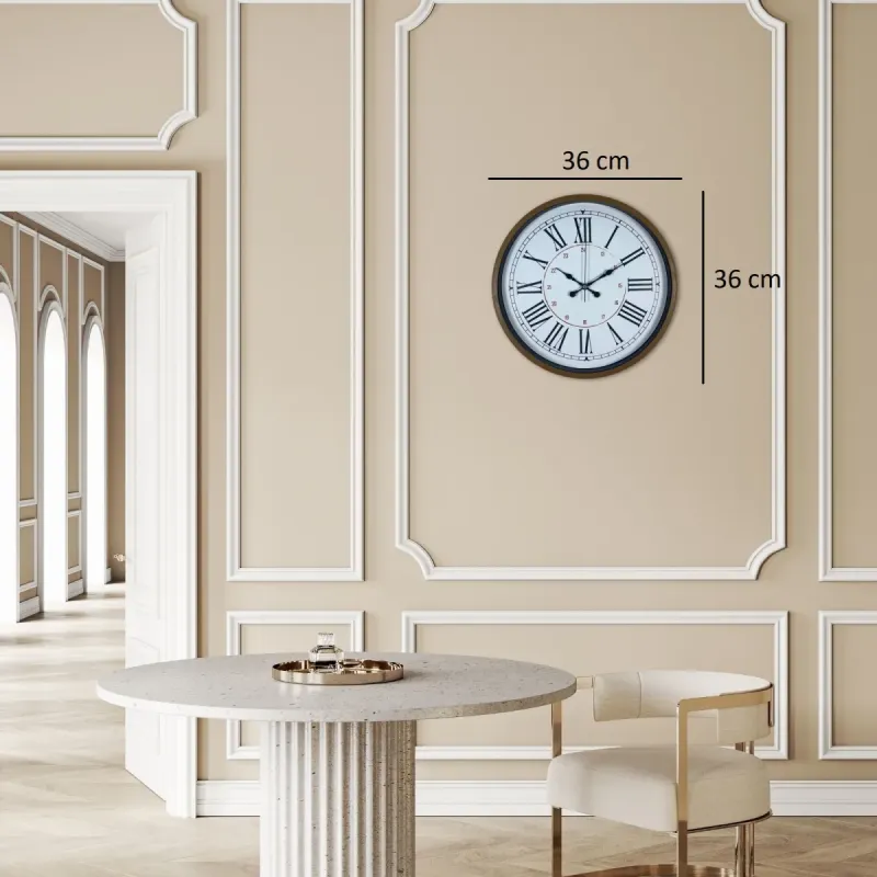 Roma Rakamlı Kahverengi Plastik Duvar Saati 36 cm · Model PP-3652I