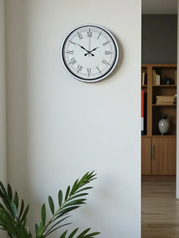 Roma Rakamlı Beyaz Plastik Duvar Saati 36 cm · Model PP-3655W