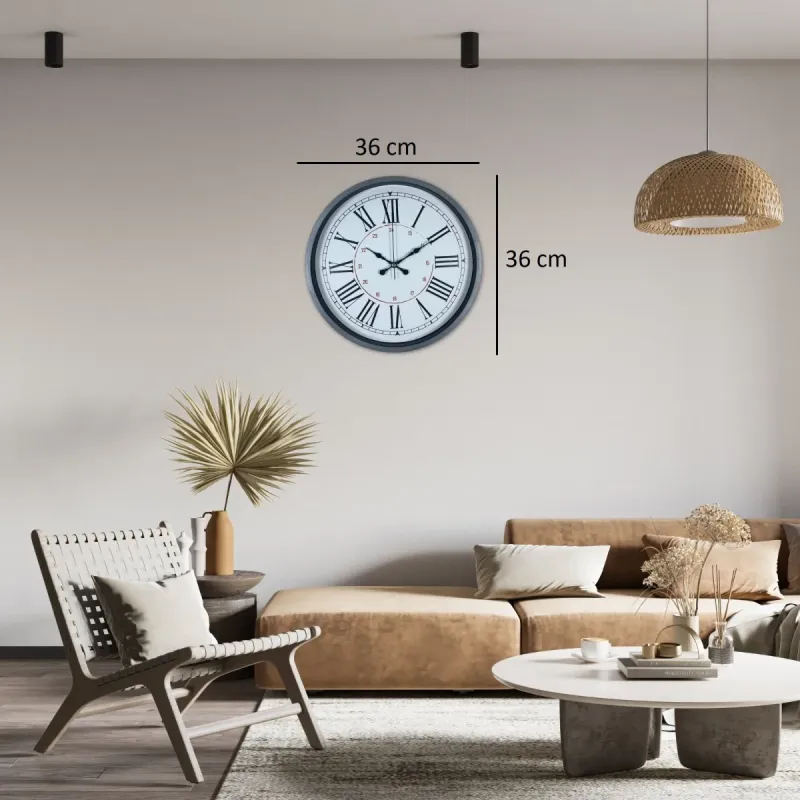Gri Plastik Duvar Saati 36 cm · Model PP-3652K
