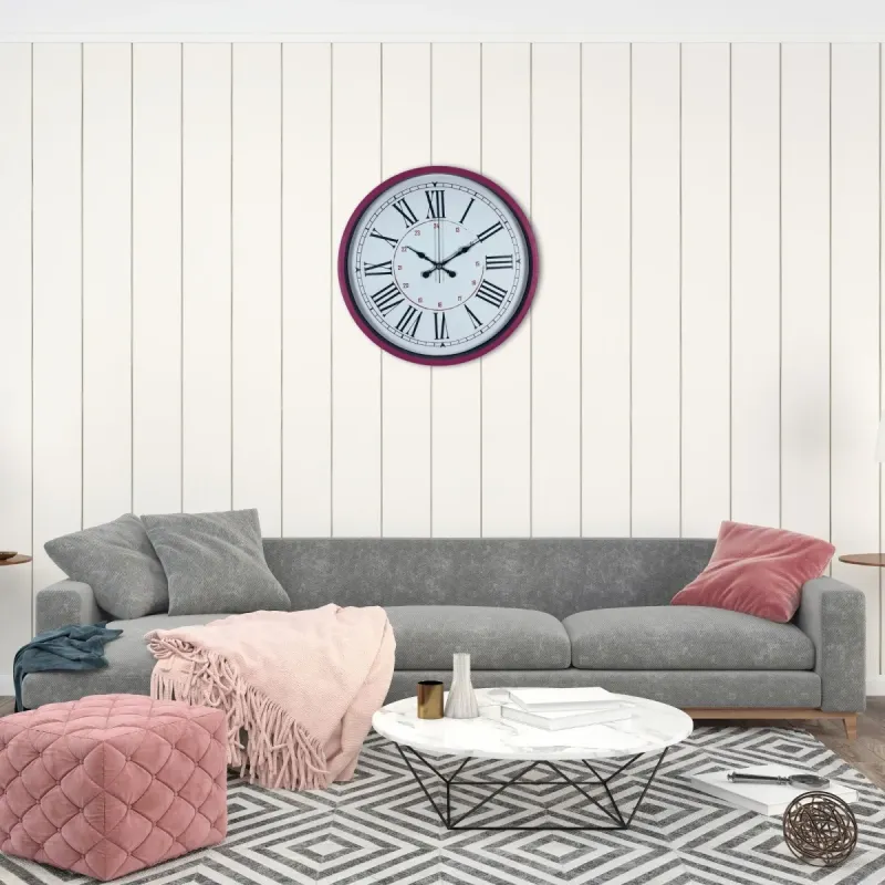 Pembe Plastik Duvar Saati 36 cm · Model PP-3652P