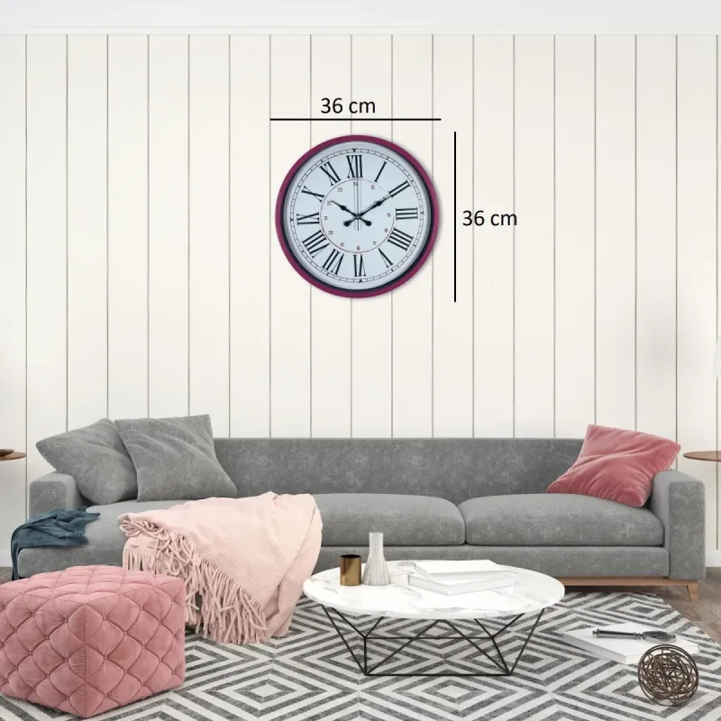 Pembe Plastik Duvar Saati 36 cm · Model PP-3652P