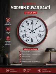 Kırmızı Plastik Duvar Saati 36 cm · Model PP-3652R