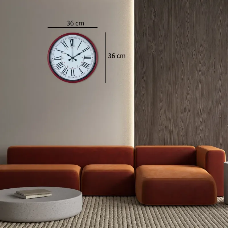 Kırmızı Plastik Duvar Saati 36 cm · Model PP-3652R