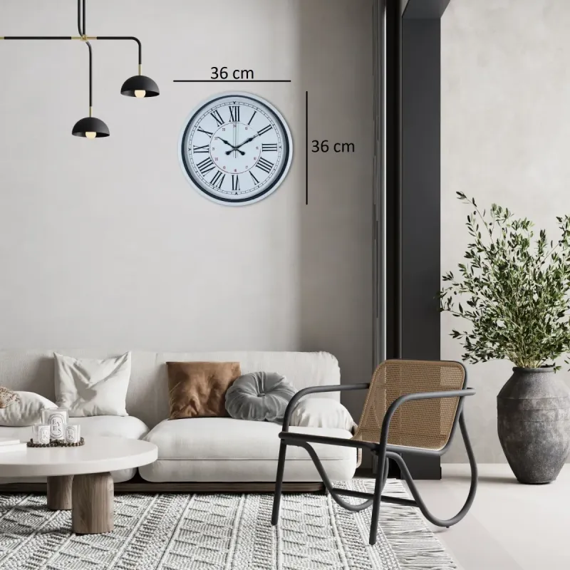 Roma Rakamlı Beyaz Plastik Duvar Saati 36 cm · Model PP-3652W