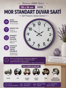 Mor Plastik Duvar Saati 36 cm · Model PP-3601Z