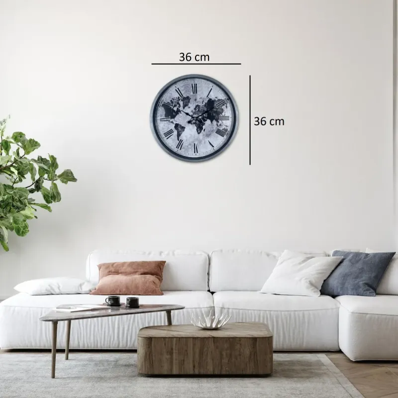 Gri Plastik Duvar Saati 36 cm · Model PP-3664K