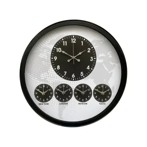 52 Cm Siyah Metal Dünya Saati