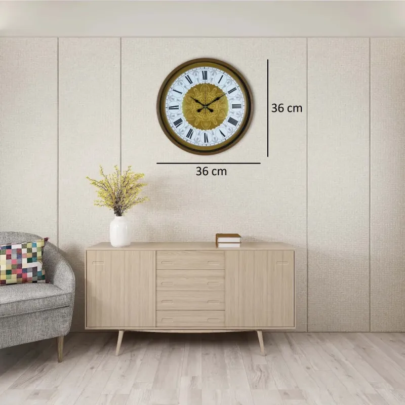 Desenli Kahverengi Plastik Duvar Saati 36 cm · Model PP-3676I