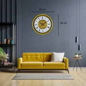 Desenli Sarı Plastik Duvar Saati 36 cm · Model PP-3676Y