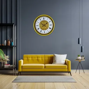 Desenli Sarı Plastik Duvar Saati 36 cm · Model PP-3676Y
