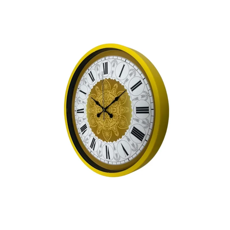 Desenli Sarı Plastik Duvar Saati 36 cm · Model PP-3676Y